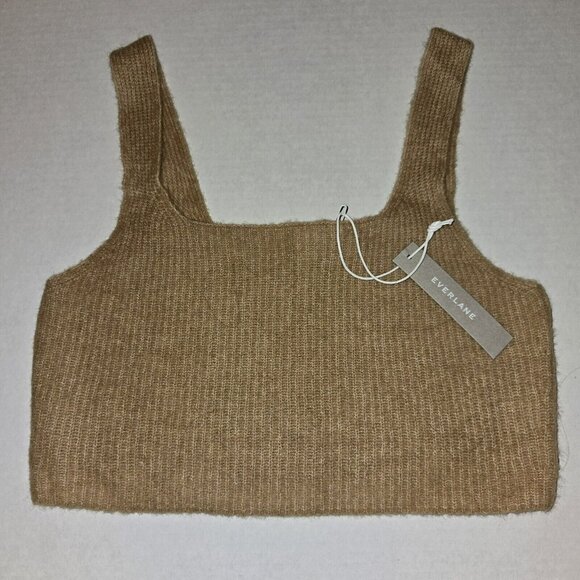 Everlane Camel Yak And Wool Blend The‎ Cozy Stretch Knit Cropped Tank Sz MED NWT - Picture 1 of 9